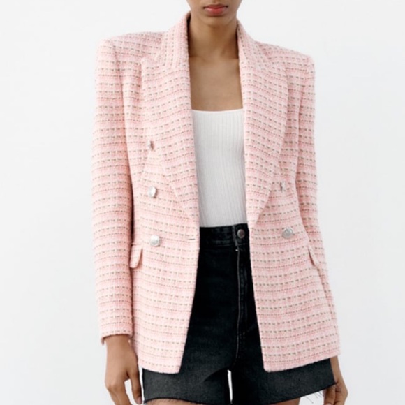 Zara Pink Tweed Blazer - Picture 11 of 13